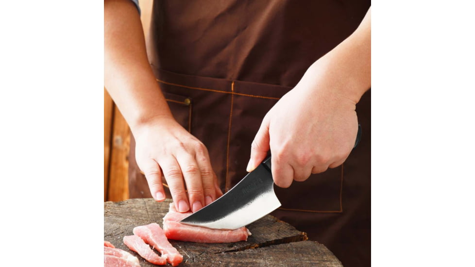 WatchFire Bosna Butcher Knife, 4.75 in 7Cr17MoV Stainless Steel Blade, Black Pakkawood Handle, 1006375