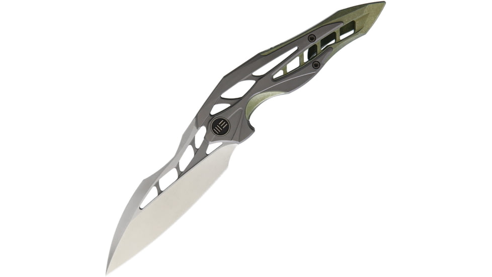 We Knife Co Ltd Arrakis Framelock Folding Knife, 3.5 satin finish Bohler M390 stainless blade, Green and gray titanium handle, 906D