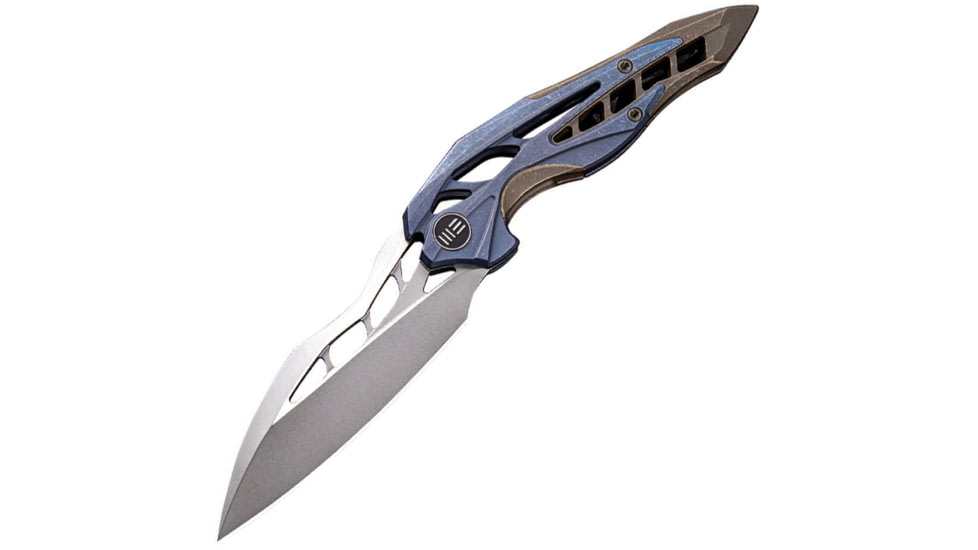 We Knife Co Ltd Arrakis Framelock Folding Knife, Blue and brown stonewash finish titanium handle, 906E