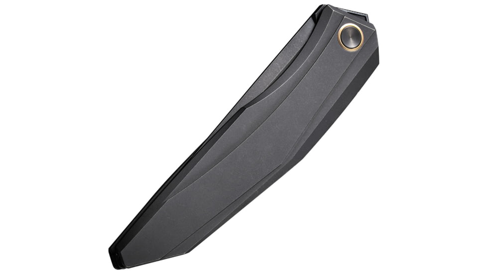 We Knife Co Ltd Cybernetic Black Folding Knife, 5in Closed, 4in Black Stonewash CPM-20CV SS Blade, Black Stonewash Titanium Handle, Nylon Case, WE22033-1