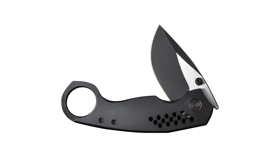 We Knife Co Ltd Envisage BSW Folding Knife, 4.88in Closed, 2.38in Black Stonewash/Satin CPM-20CV Drop Point Blade, Black Stonewash Titanium Handle, Nylon Sheath, WE22013-2