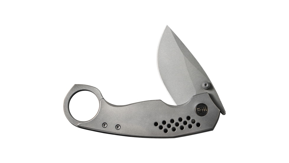 We Knife Co Ltd Envisage SW Folding Knife, 4.88in Closed, 2.38in Stonewash CPM-20CV Drop Point Blade, Stonewash Titanium Handle, Nylon Belt Sheath, WE22013-1