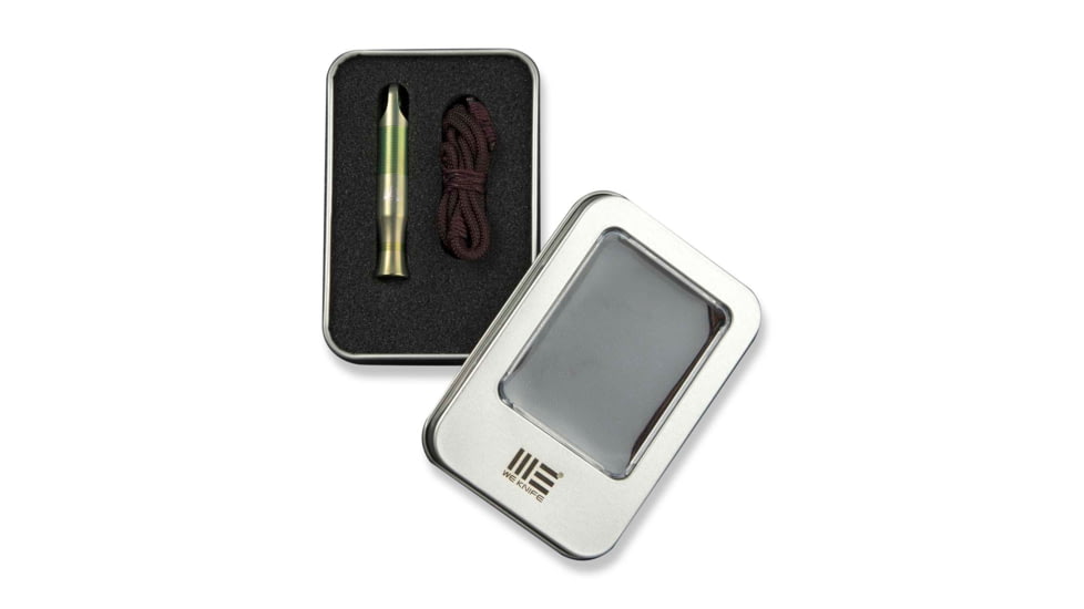We Knife Co Ltd Green Ti Whistle With 1pc Brown Paracord - A-05CP