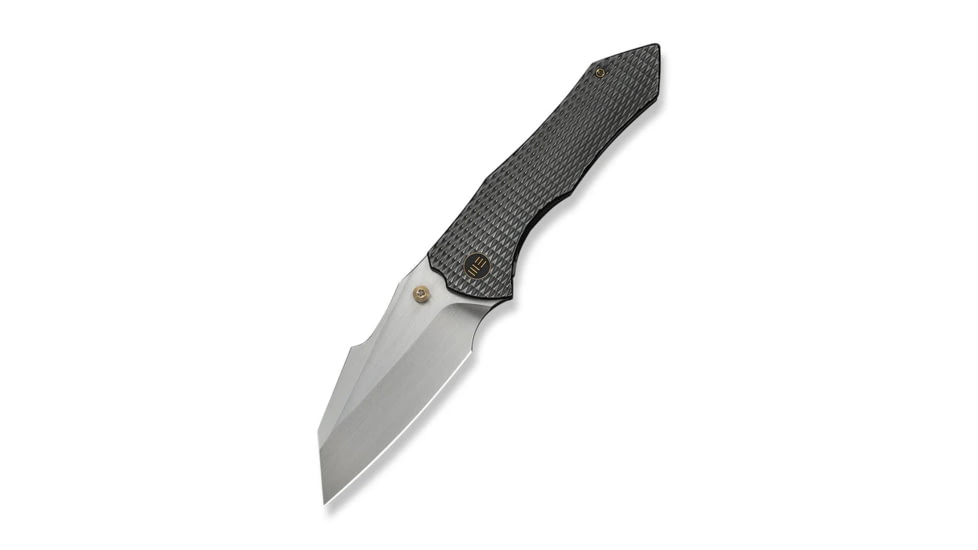 High-Fin XL Thumb Stud Knife Diamond Patterned Polished Gray Titanium Handle (3.48" Hand Rubbed Satin CPM 20CV Blade) WE24010-6