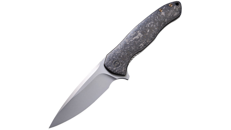 We Knife Co Ltd Kitefin Framelock CF Folding Knife, 3.25 bead blast finish CPM S35VN stainless blade, Shredded carbon fiber handle with gray titanium ba, 2001B