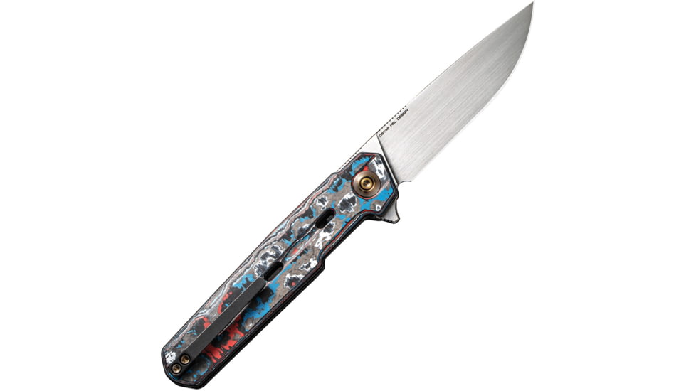 We Knife Co Ltd Navo Nebula CF Folding Knife, 4.5in Closed, 3.25in Satin CPM-20CV Stainless Steel Blade, Nebula Fat Carbon Fiber Handle, Nylon Case, WE22026-4