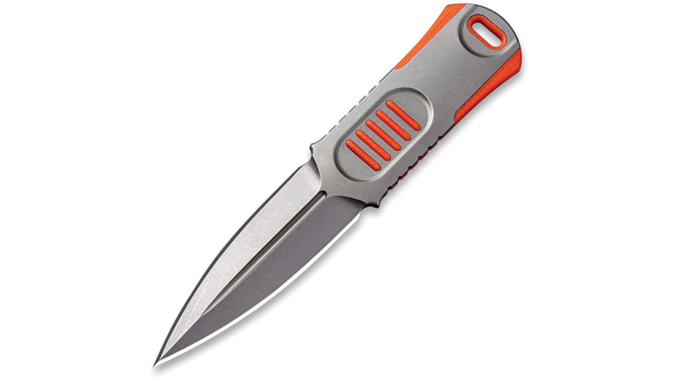 We Knife Co Ltd OSS Dagger Orange Knife, 2.25 stonewash finish CPM-20CV stainless dagger b, Orange G10 and gray titanium handle, 2017B