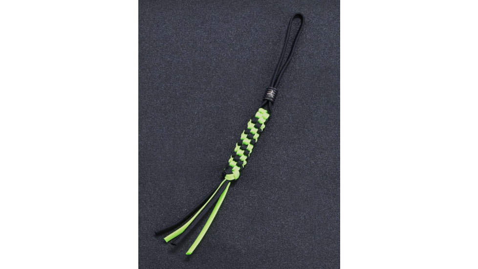 We Knife Co Ltd Paracord Lanyard, Lanyard, Black/Green Braided Paracord Construction With Green Anodized Titanium Bead, A-01A