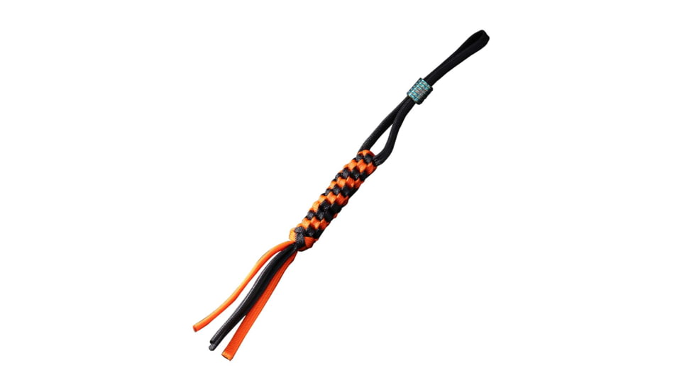 We Knife Co Ltd Paracord Lanyard, Lanyard, Black/Orange Braided Paracord Construction With Blue Anodized Titanium Bead, A01C