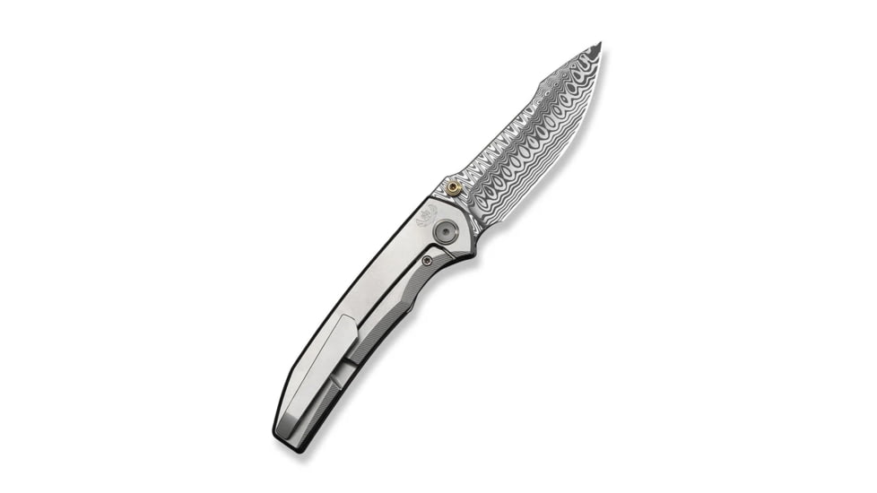 Ryson Thumb Stud Knife Gray Titanium Handle (3.33&quot; Hugin Damasteel Blade)