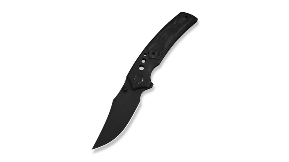 We Knife Co Ltd Skynix Flipper &amp; Thumb Stud Knife Black Titanium Handle With Marble Carbon Fiber Inlay