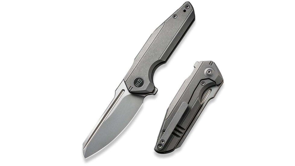 We Knife Co Ltd StarHawk Flipper Knife, 2.81in, CPM-20CV, Bead Blast Sheepsfoot Blade, Gray Stonewash Titanium Handle, WE21017-1