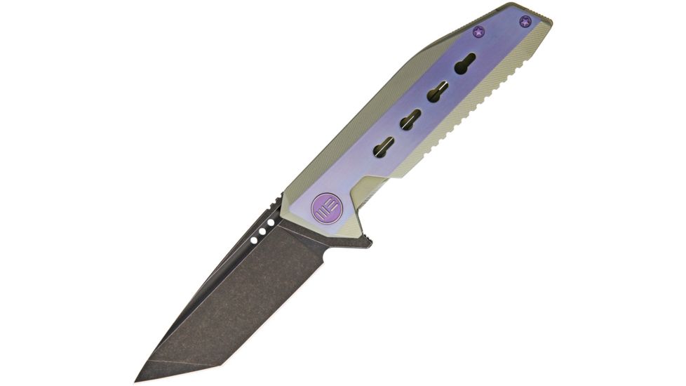 We Knife Co Ltd Titanium Tanto Green And Blue Folding Knife,3.625in,S35VN Steel,Standard Edge,Tanto,Black Stonewash,Titanium Handle WE602B