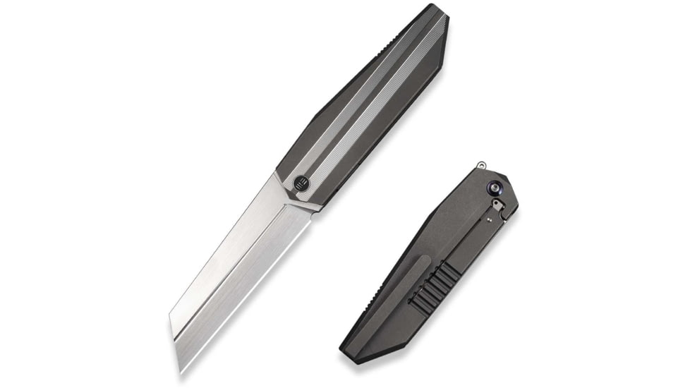 We Knife Co Ltd Collinear Flipper Knife Gray &amp; Satin Titanium Handle And Endcap 3.67inch Hand Rubbed Satin Bohler M390 Blade