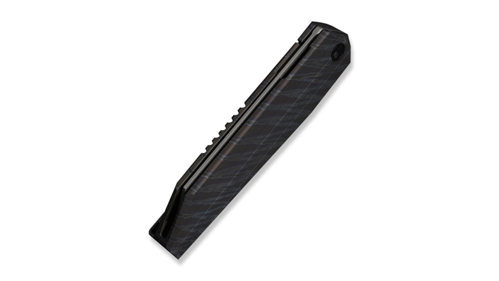 We Knife Co Ltd Collinear Flipper Knife Tiger Stripe Pattern Flamed Titanium Handle And Endcap 3.67inch Gray Stonewashed Bohler M390 Blade