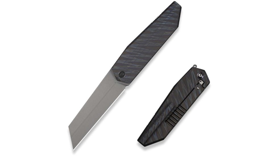 We Knife Co Ltd Collinear Folding Knife, 3.67in, Bohler M390 Stainless Steel, Reverse Tanto Blade, 6Al4v Titanium Tiger Stripe Handle, WE22034D-3