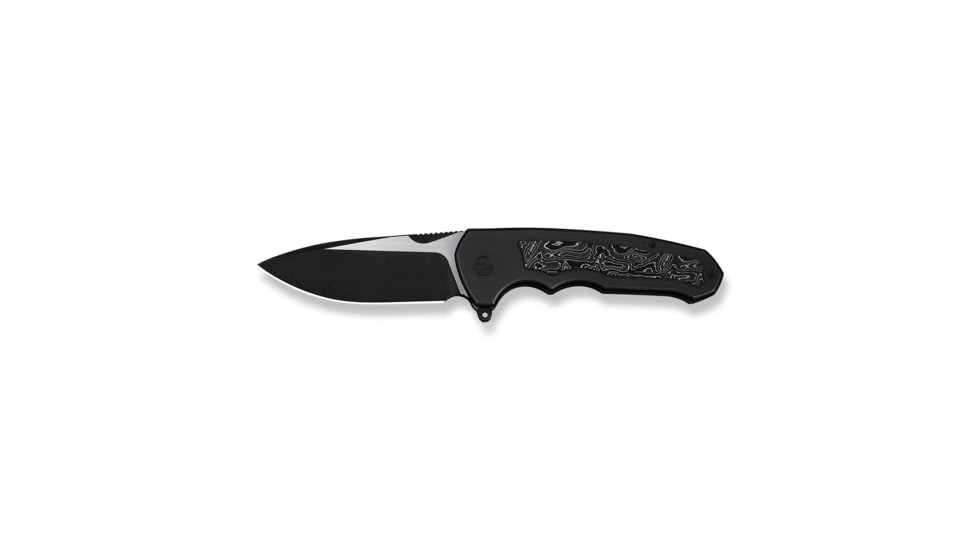 We Knife Co Ltd Starlash Flipper Knife Black Titanium Handle With Aluminum Foil Carbon Fiber Inlay 3.97inch Black Stonewashed Bohler M390 Blade, Satin Flat
