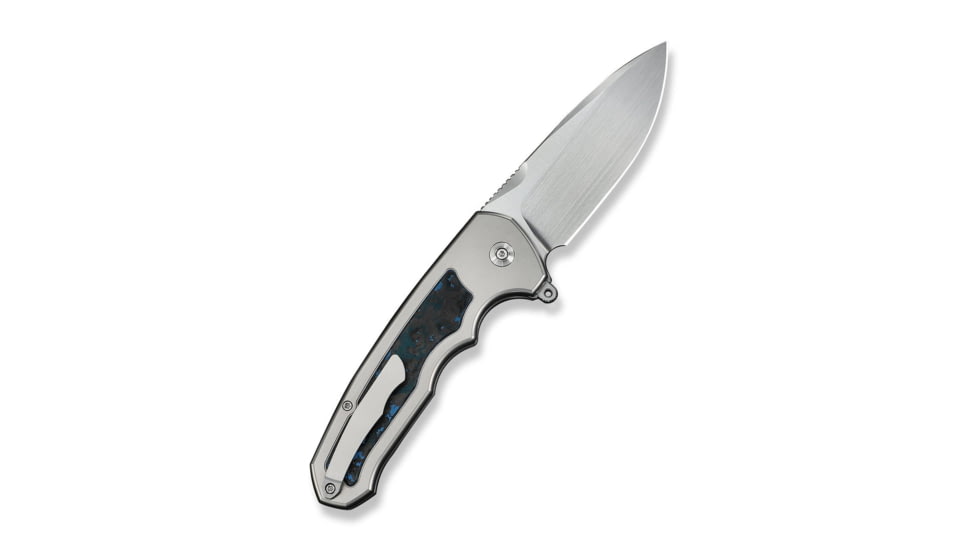 We Knife Co Ltd Starlash Flipper Knife Polished Bead Blasted Titanium Handle With Arctic Storm Fatcarbon Fiber Inlay 3.97inch Hand Rubbed Satin Bohler M390 Blade