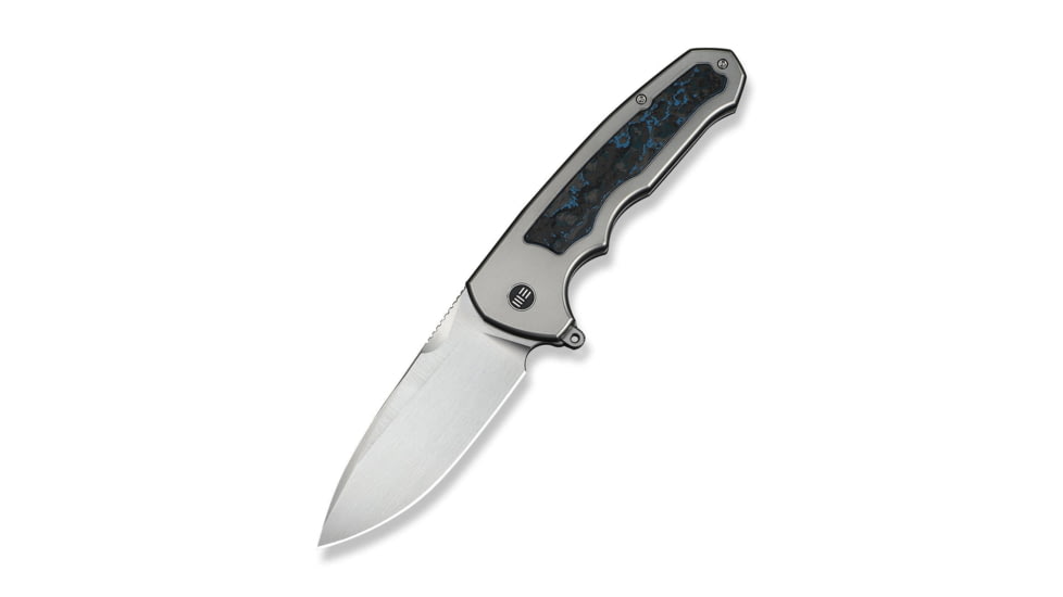 We Knife Co Ltd Starlash Flipper Knife Polished Bead Blasted Titanium Handle With Arctic Storm Fatcarbon Fiber Inlay 3.97inch Hand Rubbed Satin Bohler M390 Blade
