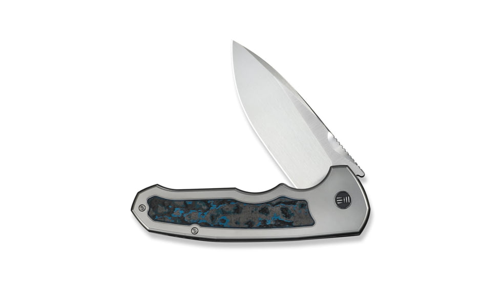 We Knife Co Ltd Starlash Flipper Knife Polished Bead Blasted Titanium Handle With Arctic Storm Fatcarbon Fiber Inlay 3.97inch Hand Rubbed Satin Bohler M390 Blade