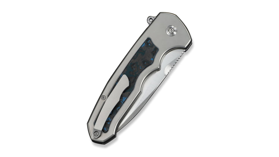 We Knife Co Ltd Starlash Flipper Knife Polished Bead Blasted Titanium Handle With Arctic Storm Fatcarbon Fiber Inlay 3.97inch Hand Rubbed Satin Bohler M390 Blade