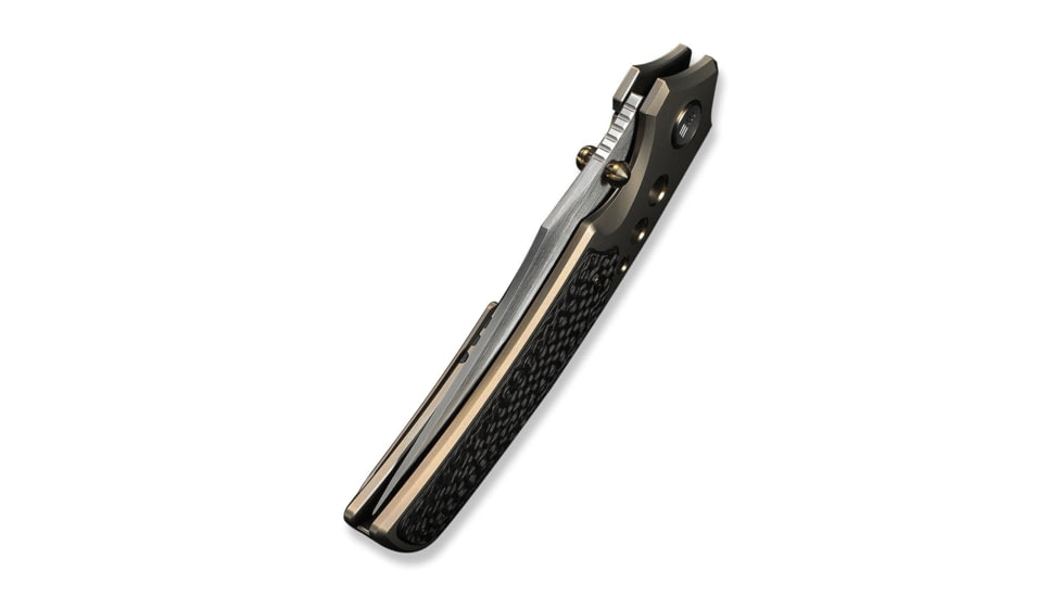 We Knife Co Ltd Skynix Flipper &amp; Thumb Stud Knife Champagne Titanium Handle With Twill Carbon Fiber Inlay