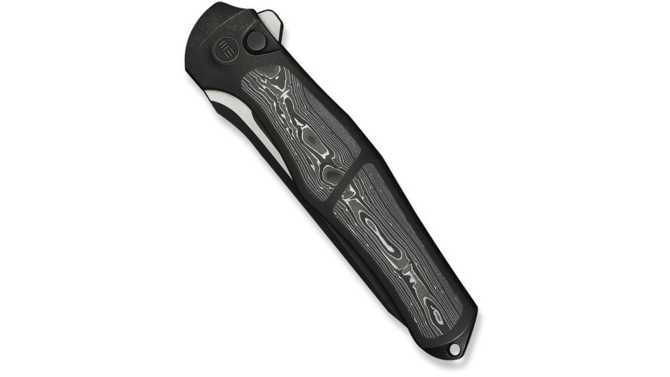 We Knife Co Ltd Weknife 702xi Flipper &amp; Button Lock Knife Black Titanium Integral Handle With Aluminum Foil Carbon Fiber Inlay - WE07B-2