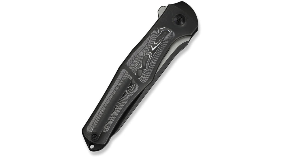 We Knife Co Ltd Weknife 702xi Flipper &amp; Button Lock Knife Black Titanium Integral Handle With Aluminum Foil Carbon Fiber Inlay - WE07B-2