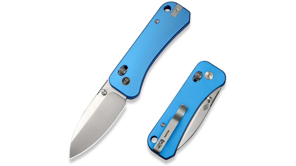 We Knife Co Ltd Banter 2 Folding Knife 2.87 in, CPM S35VN Steel, Satin Drop Point Blade, Aluminum Blue Handle, WE23075-1