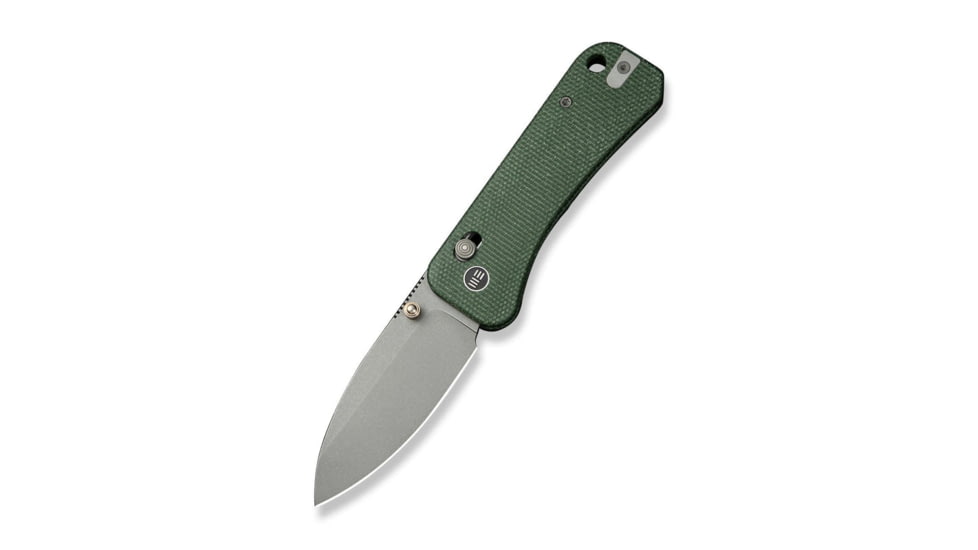 We Knife Co Ltd Banter 2 Folding Knife 2.87 in, CPM S35VN Steel, Gray Stonewash Drop Point Blade, Canvas Micarta Green Handle, WE23075-3