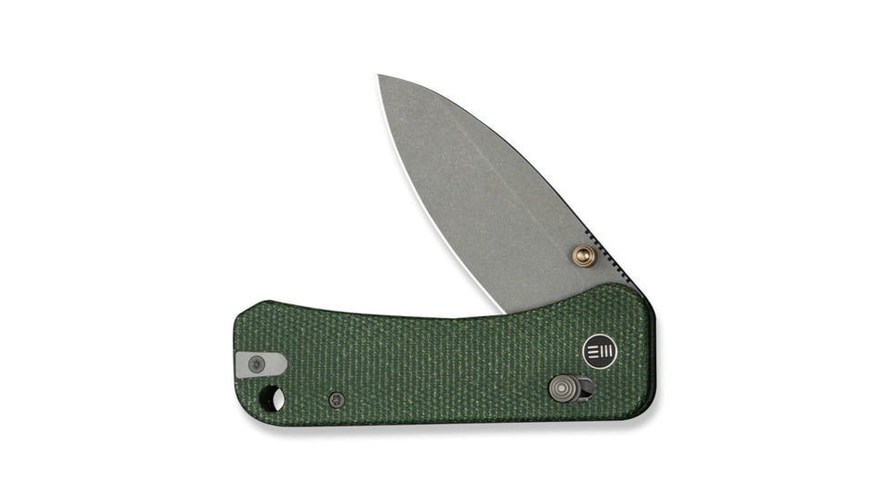 We Knife Co Ltd Banter 2 Folding Knife 2.87 in, CPM S35VN Steel, Gray Stonewash Drop Point Blade, Canvas Micarta Green Handle, WE23075-3