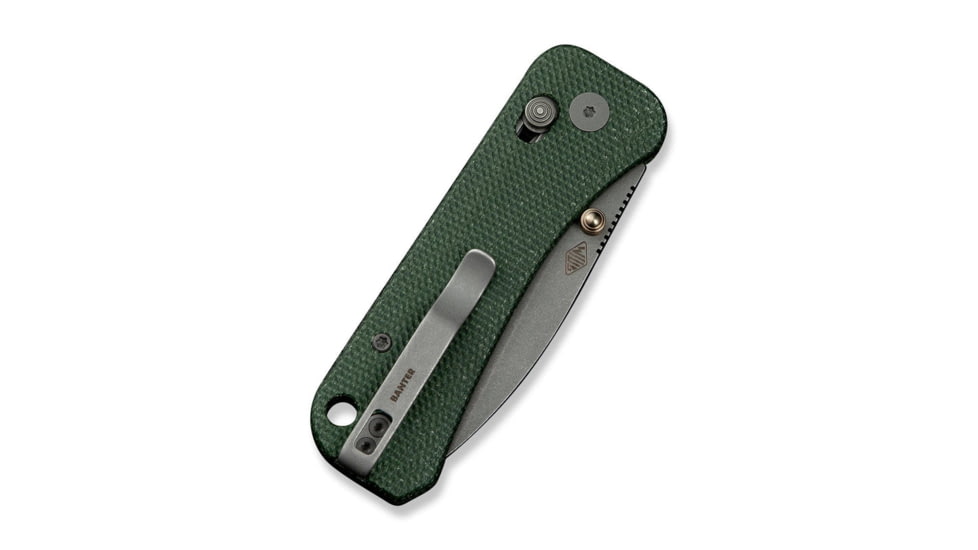 We Knife Co Ltd Banter 2 Folding Knife 2.87 in, CPM S35VN Steel, Gray Stonewash Drop Point Blade, Canvas Micarta Green Handle, WE23075-3