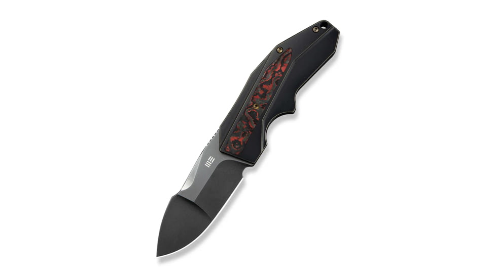 WEKNIFE Coral SLT Flipper Knife Bronze / Black Titanium Handle With Lava Flow FatCarbon Fiber Inlay (2.95" Polished Gray CPM 20CV Blade)