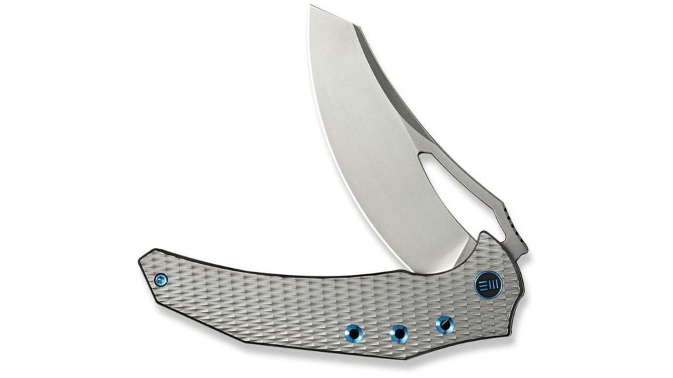 We Knife Co Ltd Weknife Epaulette Flipper &amp; Thumb Hole Knife Diamond Patterned Polished Bead Blasted Titanium Handle 3.45inch Polished Bead Blasted Bohler M390 Blade We24024-3 - WE24024-3