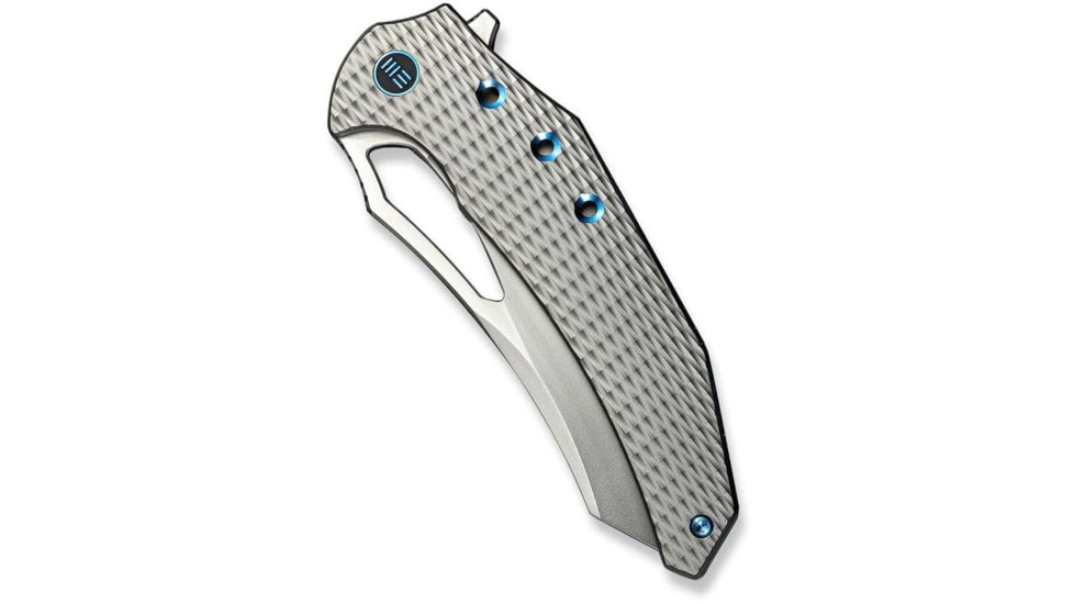 We Knife Co Ltd Weknife Epaulette Flipper &amp; Thumb Hole Knife Diamond Patterned Polished Bead Blasted Titanium Handle 3.45inch Polished Bead Blasted Bohler M390 Blade We24024-3 - WE24024-3