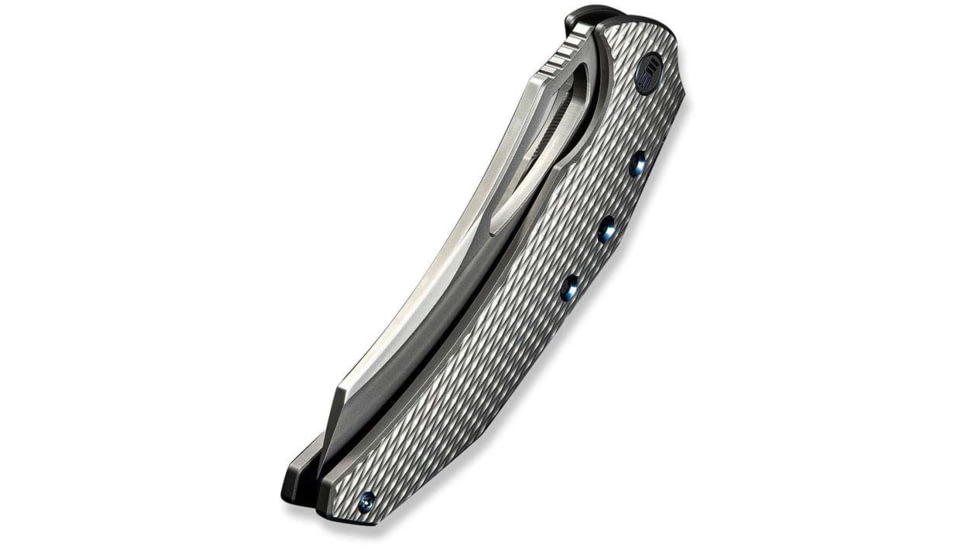 We Knife Co Ltd Weknife Epaulette Flipper &amp; Thumb Hole Knife Diamond Patterned Polished Bead Blasted Titanium Handle 3.45inch Polished Bead Blasted Bohler M390 Blade We24024-3 - WE24024-3