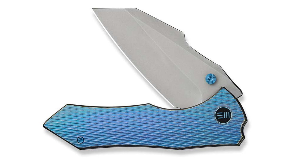 We Knife Co Ltd Weknife High-fin Xl Thumb Stud Knife Diamond Patterned Blue / Purple Titanium Handle 3.48inch Stonewashed Cpm 20cv Blade We24010-2 - WE24010-2