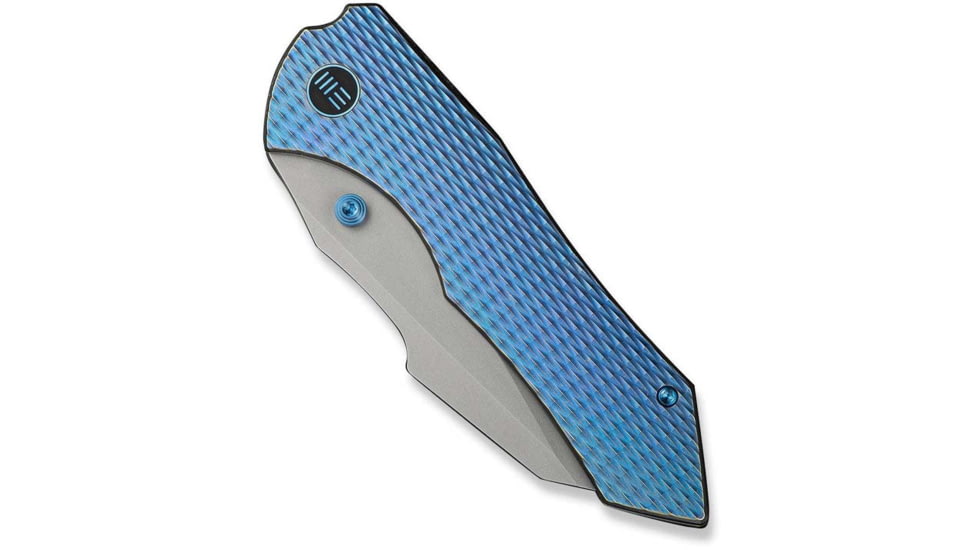 We Knife Co Ltd Weknife High-fin Xl Thumb Stud Knife Diamond Patterned Blue / Purple Titanium Handle 3.48inch Stonewashed Cpm 20cv Blade We24010-2 - WE24010-2