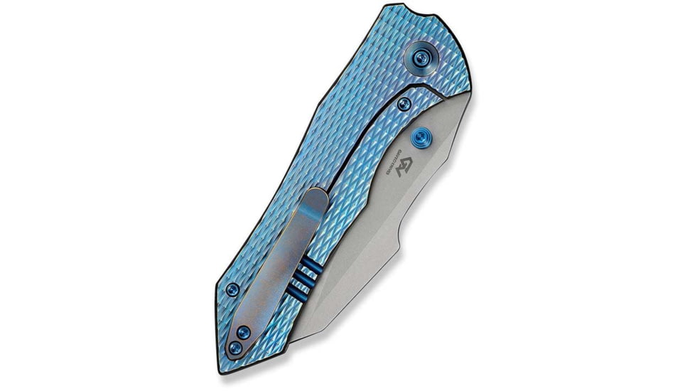 We Knife Co Ltd Weknife High-fin Xl Thumb Stud Knife Diamond Patterned Blue / Purple Titanium Handle 3.48inch Stonewashed Cpm 20cv Blade We24010-2 - WE24010-2