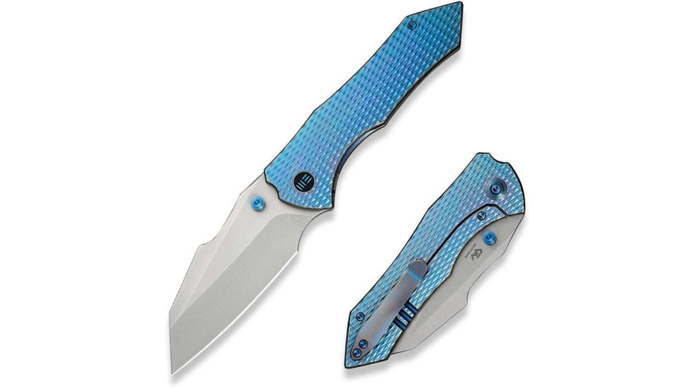 We Knife Co Ltd Weknife High-fin Xl Thumb Stud Knife Diamond Patterned Blue / Purple Titanium Handle 3.48inch Stonewashed Cpm 20cv Blade We24010-2 - WE24010-2