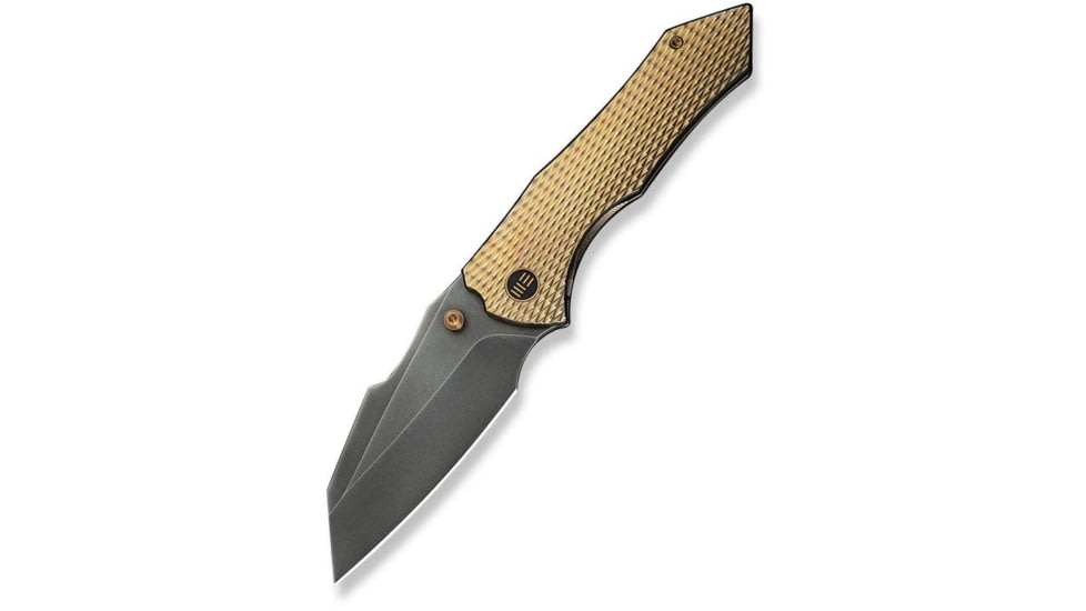 We Knife Co Ltd Weknife High-fin Xl Thumb Stud Knife Diamond Patterned Golden Polished Titanium Handle 3.48inch Polished Gray Cpm 20cv Blade We24010-3 - WE24010-3