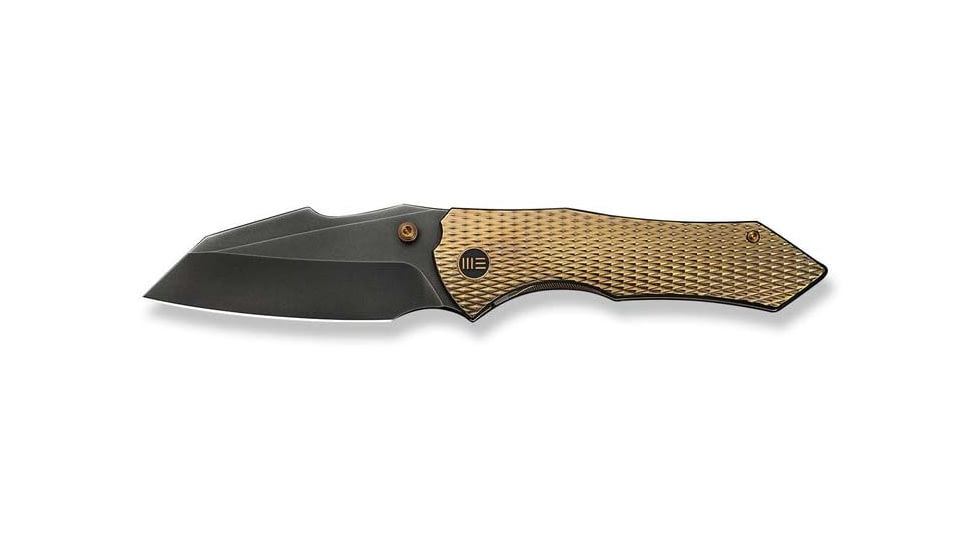 We Knife Co Ltd Weknife High-fin Xl Thumb Stud Knife Diamond Patterned Golden Polished Titanium Handle 3.48inch Polished Gray Cpm 20cv Blade We24010-3 - WE24010-3