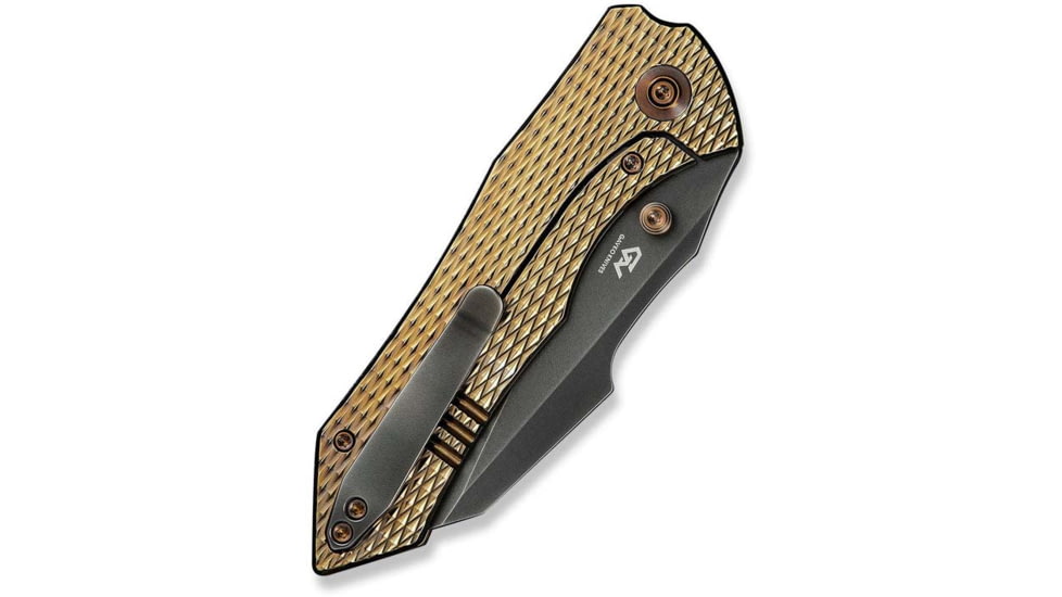 We Knife Co Ltd Weknife High-fin Xl Thumb Stud Knife Diamond Patterned Golden Polished Titanium Handle 3.48inch Polished Gray Cpm 20cv Blade We24010-3 - WE24010-3