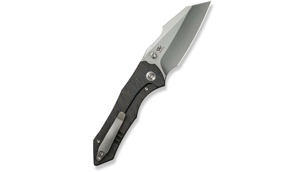 We Knife Co Ltd Weknife High-fin Xl Thumb Stud Knife Diamond &amp; Tiger Stripe Patterned Flamed Titanium Handle 3.48inch Polished Bead Blasted Cpm 20cv Blade We24010-4 - WE24010-4