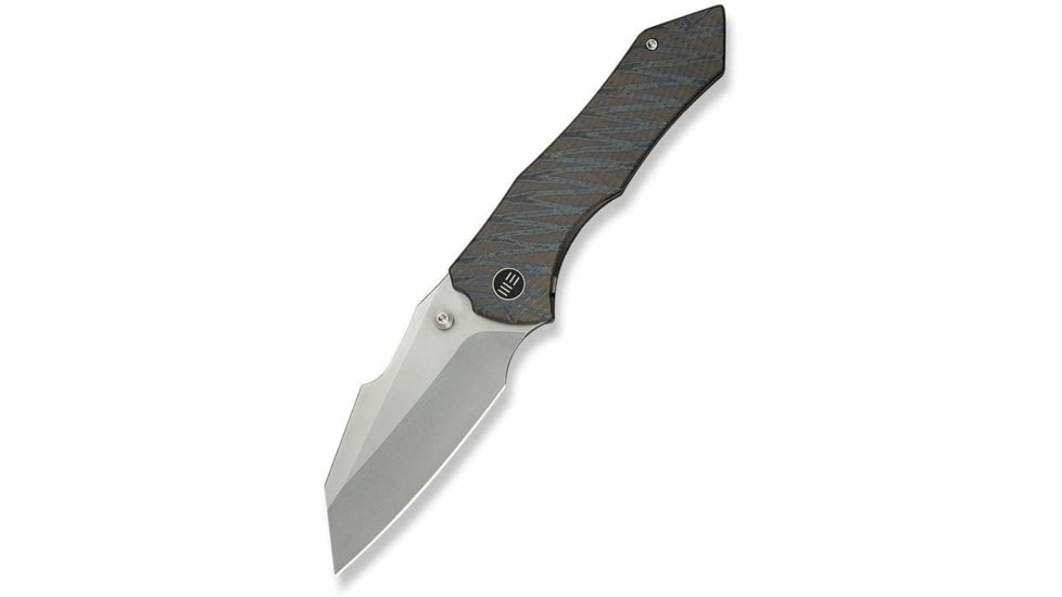 We Knife Co Ltd Weknife High-fin Xl Thumb Stud Knife Diamond &amp; Tiger Stripe Patterned Flamed Titanium Handle 3.48inch Polished Bead Blasted Cpm 20cv Blade We24010-4 - WE24010-4