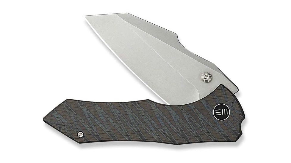 We Knife Co Ltd Weknife High-fin Xl Thumb Stud Knife Diamond &amp; Tiger Stripe Patterned Flamed Titanium Handle 3.48inch Polished Bead Blasted Cpm 20cv Blade We24010-4 - WE24010-4