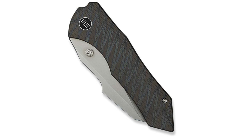We Knife Co Ltd Weknife High-fin Xl Thumb Stud Knife Diamond &amp; Tiger Stripe Patterned Flamed Titanium Handle 3.48inch Polished Bead Blasted Cpm 20cv Blade We24010-4 - WE24010-4