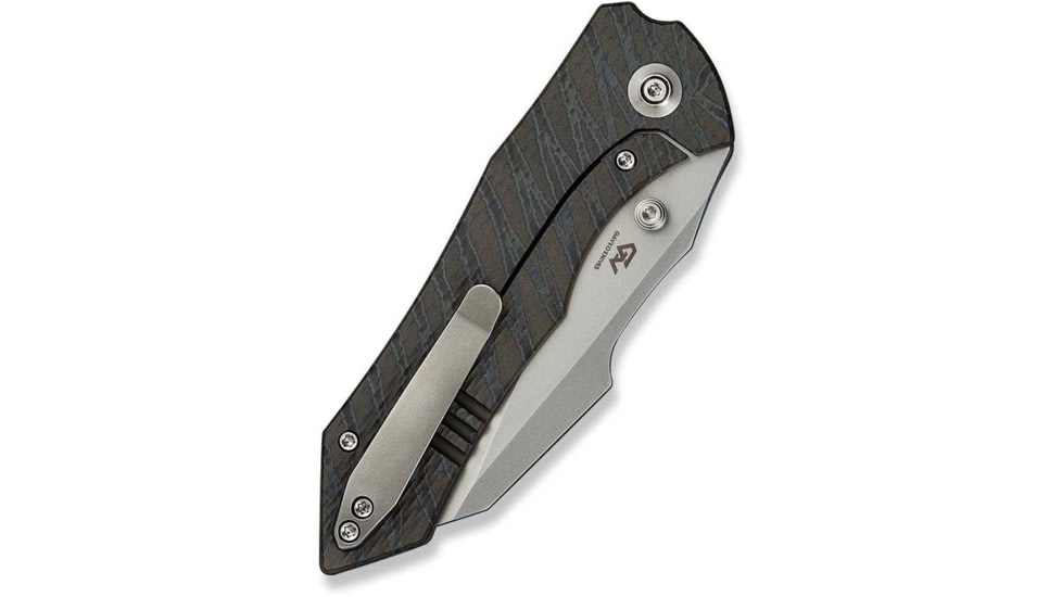 We Knife Co Ltd Weknife High-fin Xl Thumb Stud Knife Diamond &amp; Tiger Stripe Patterned Flamed Titanium Handle 3.48inch Polished Bead Blasted Cpm 20cv Blade We24010-4 - WE24010-4