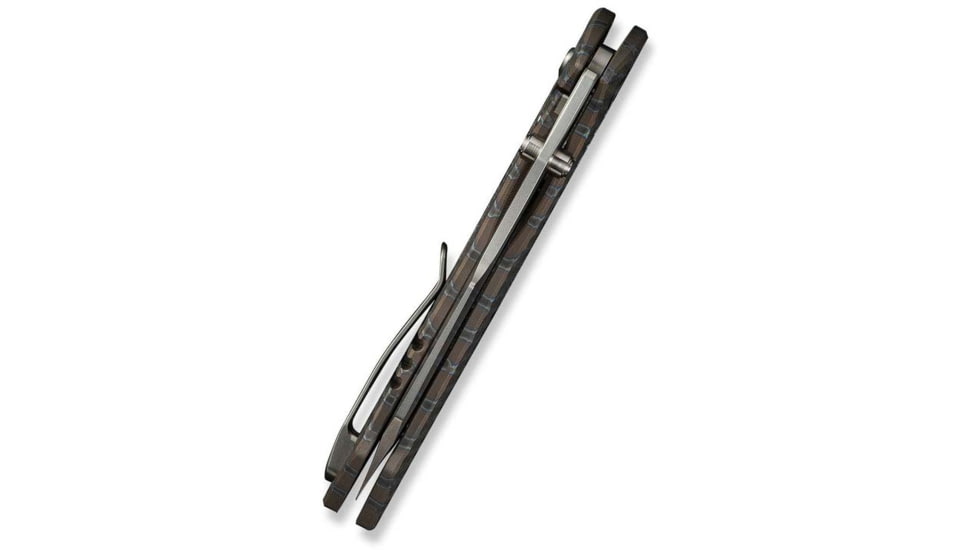 We Knife Co Ltd Weknife High-fin Xl Thumb Stud Knife Diamond &amp; Tiger Stripe Patterned Flamed Titanium Handle 3.48inch Polished Bead Blasted Cpm 20cv Blade We24010-4 - WE24010-4