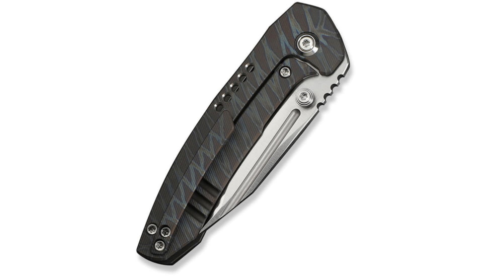 We Knife Co Ltd Weknife Micro Trogon Thumb Stud Knife Tiger Stripe Pattern Flamed Titanium Handle - WE24043-3